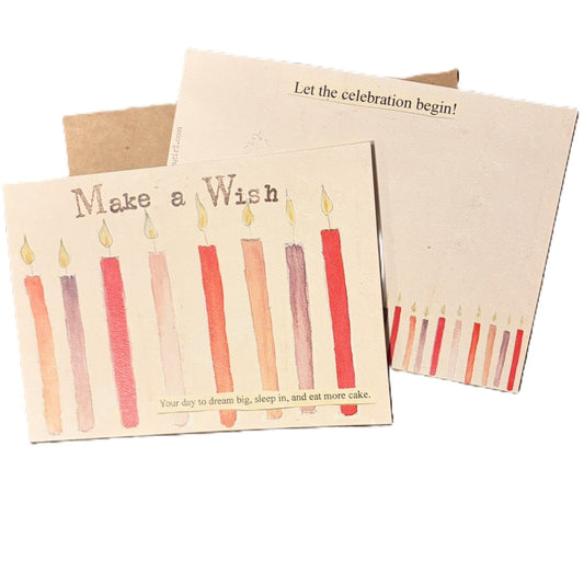 Birthday card Make a Wish with candles hand-lettered by The Creative Farm Girl