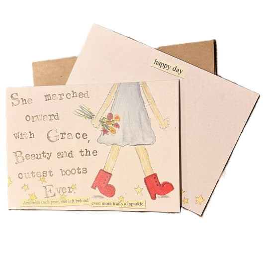 Hand-lettered birthday card She Marched Onward with Purpose and Passion by The Creative Farm Girl