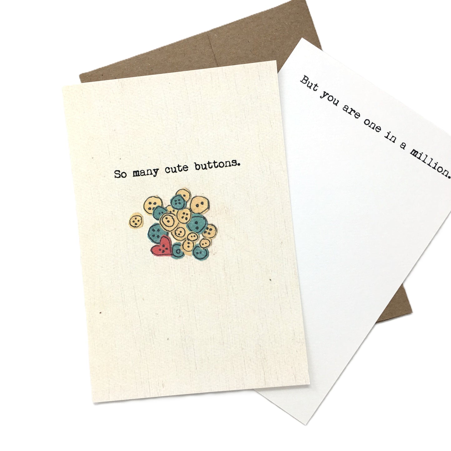 Hand-lettered friendship card Its Button Cute by The Creative Farm Girl