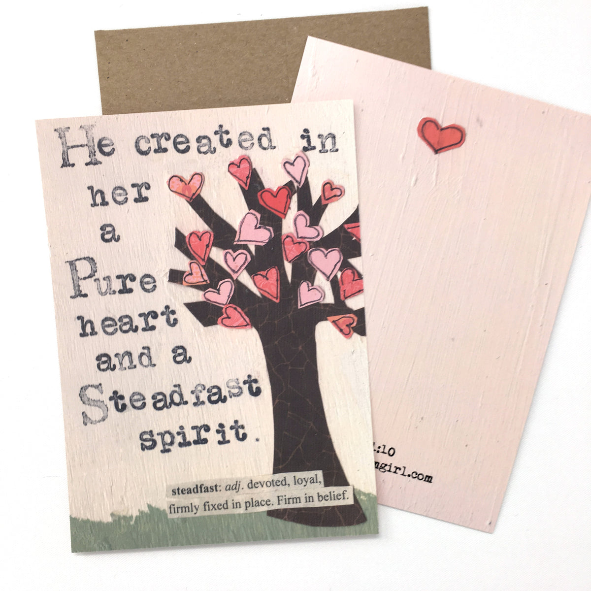 Hand-lettered card A Pure and Steadfast Heart based on Psalm 51 by The Creative Farm Girl