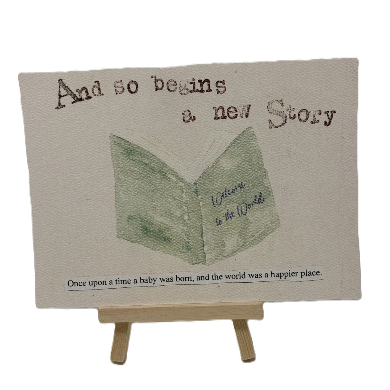 And So Begins new baby card with wood easel by The Creative Farm Girl